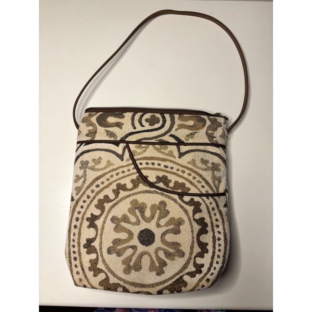 Danny K Beverly Hills Tapestry Crossbody Bag Beige Medallion USA